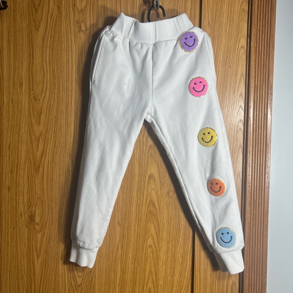Lola + The Boys White Joggers with Colorful Smiley Faces - Picture 2 of 9